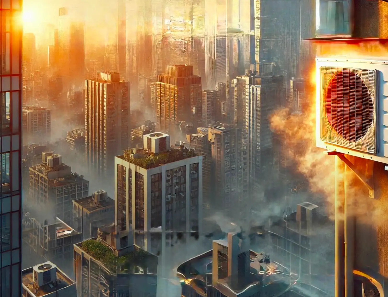 Heat-stressed cityscape