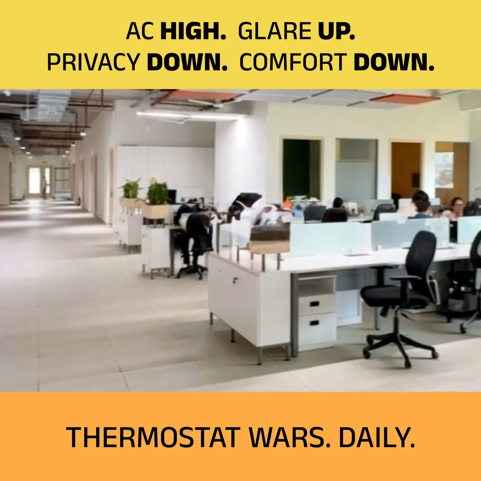 Before: conventional space without biothermal microconditioning